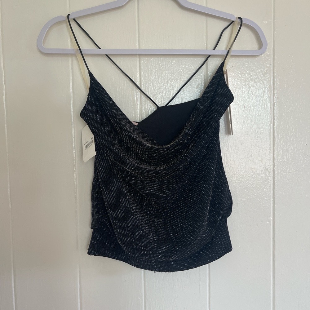 Black sparkly party top